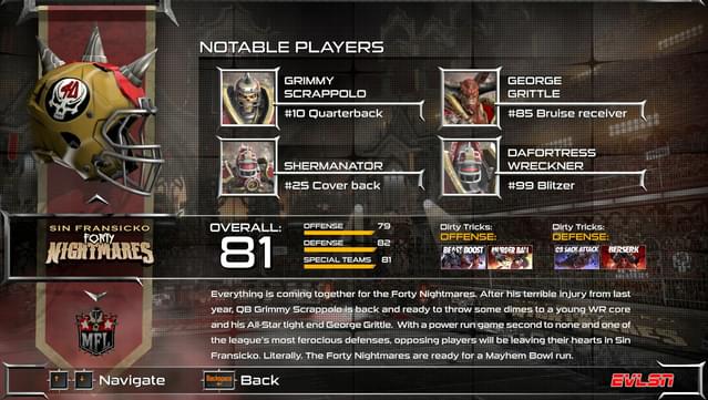 Mutant Football League - Sin Fransicko Forty Nightmares screenshot 0