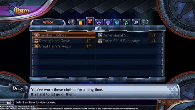 Fairy Fencer F: Advent Dark Force - Veteran Fencer Armor Set screenshot 1