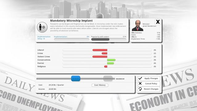 Democracy 3: Clones and Drones screenshot 1