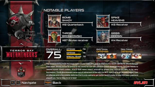 Mutant Football League - Terror Bay Mutantneers screenshot 0