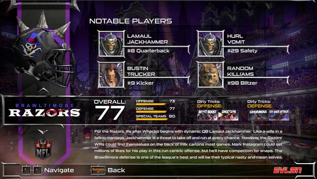 Mutant Football League - Brawltimore Razors screenshot 0