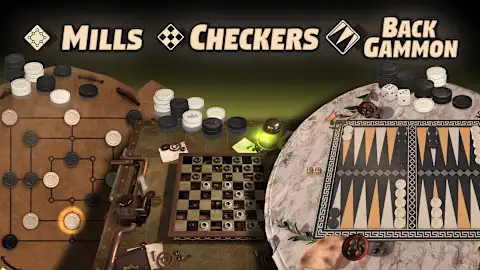 3in1 Game Collection: Backgammon + Checkers + Mills