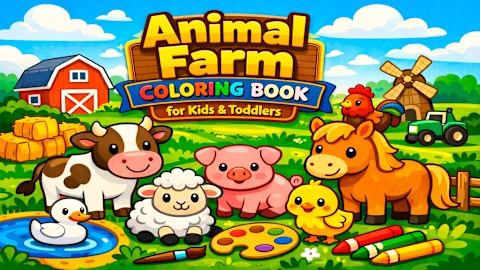 Animal Farm Coloring Book for Kids & Toddlers