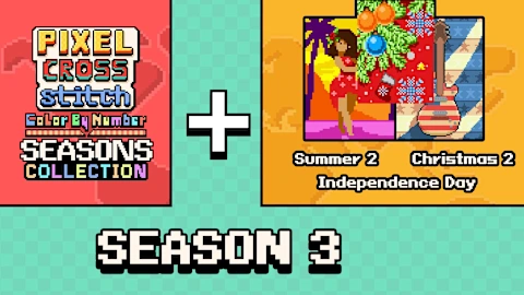 Pixel Cross Stitch Color by Number Seasons Collection Season 3