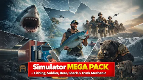 Simulator Mega Pack – Fishing, Soldier, Bear, Shark & Truck Mechanic