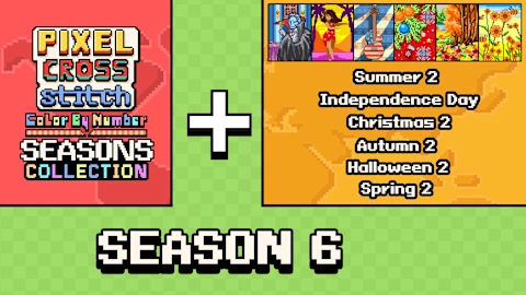 Pixel Cross Stitch Color by Number Seasons Collection Season 6