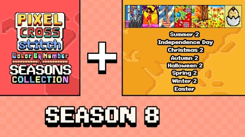 Pixel Cross Stitch Color by Number Seasons Collection Season 8