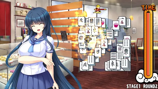 Pretty Girls Mahjong Solitaire - Blue screenshot 1