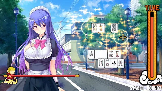 Pretty Girls Mahjong Solitaire - Blue screenshot 3