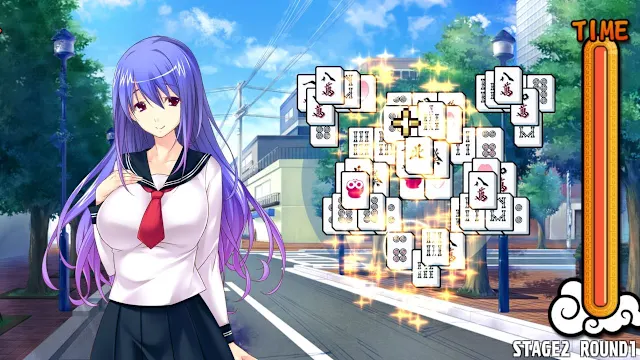 Pretty Girls Mahjong Solitaire - Blue screenshot 2