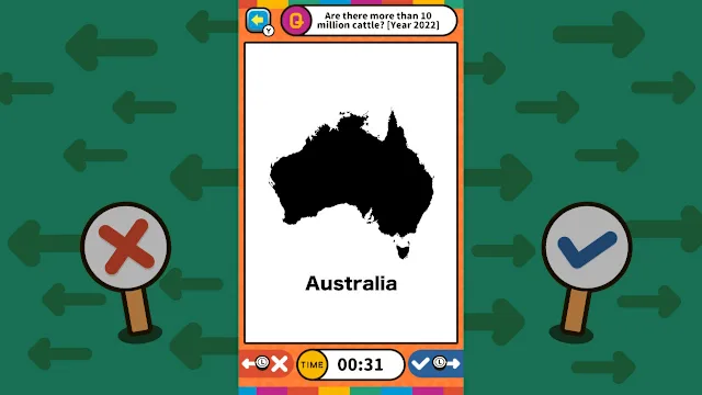 Swipe Right or Left Geography Binary Quiz screenshot 1