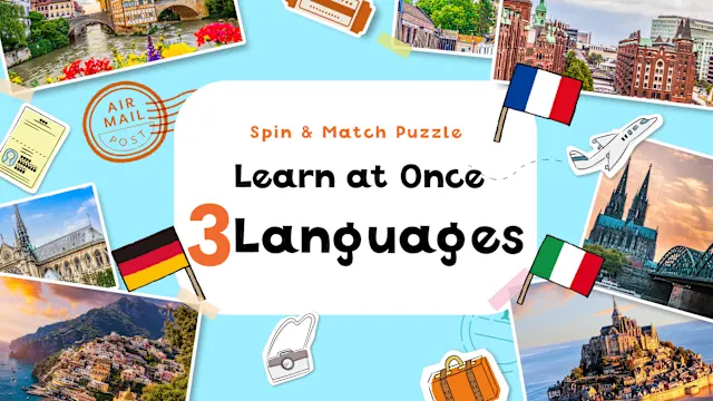 Spin & Match Puzzle Learn at Once 3 Languages