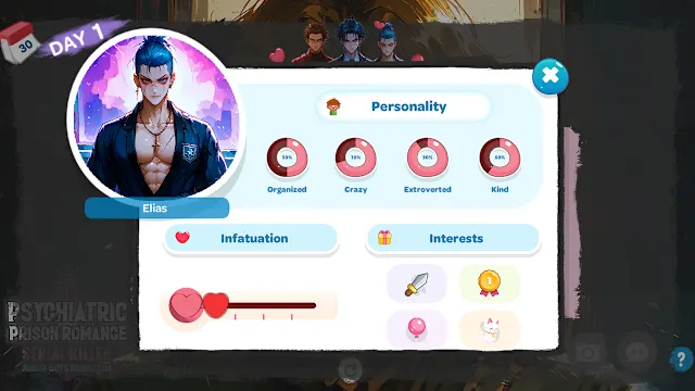 Psychiatric Prison Romance: Serial Killer Anime Boys Dating Sim screenshot 3