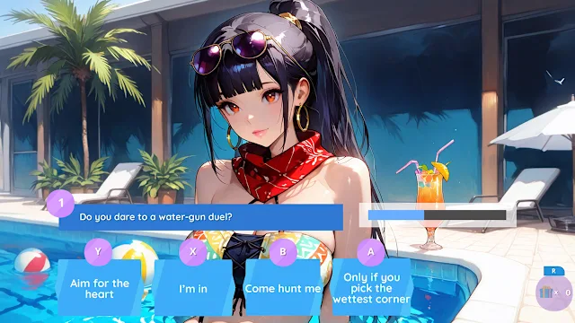 Poolside Girls Kiss: Passion Fruits Hotel Dating Sim screenshot 2
