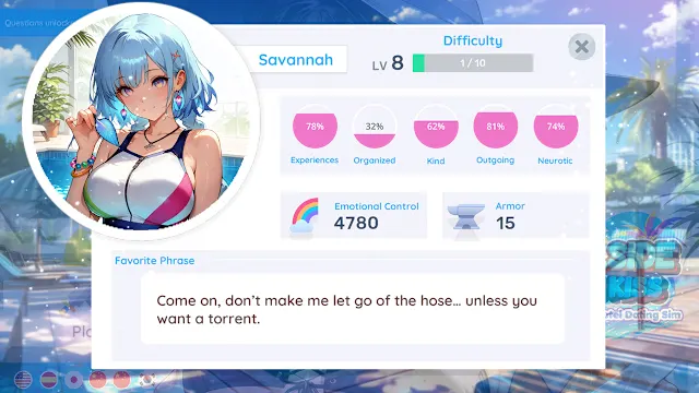 Poolside Girls Kiss: Passion Fruits Hotel Dating Sim screenshot 4