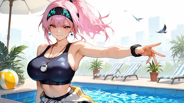 Poolside Girls Kiss: Passion Fruits Hotel Dating Sim screenshot 5