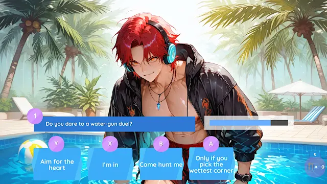 Poolside Boys Kiss: Passion Fruits Hotel Dating Sim screenshot 2