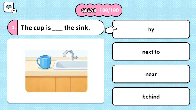 Learn with Illustrations! English Prepositions 4-Choice Quiz screenshot 2