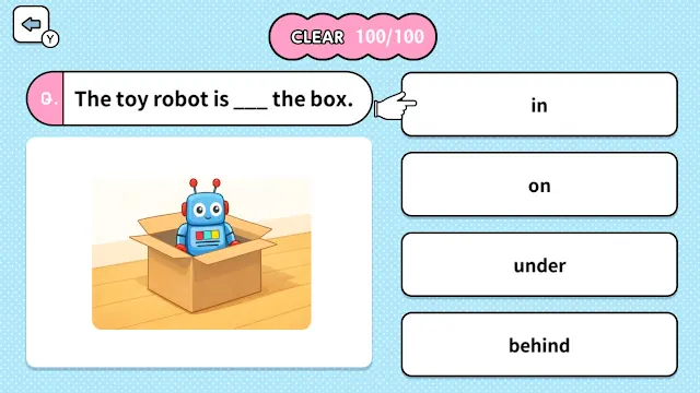 Learn with Illustrations! English Prepositions 4-Choice Quiz screenshot 4