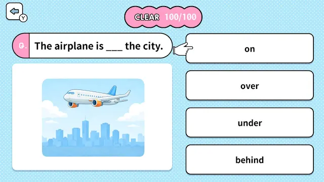 Learn with Illustrations! English Prepositions 4-Choice Quiz screenshot 3
