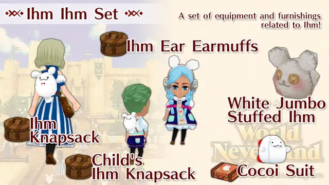 Ihm Ihm Set (Child's Ihm Knapsack, Ihm Knapsack, Ihm Ear Earmuffs, White Jumbo Stuffed Ihm, Cocoi Suit)