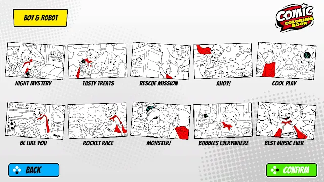 Comic Coloring Book: Time for the Hero and the Robot screenshot 0