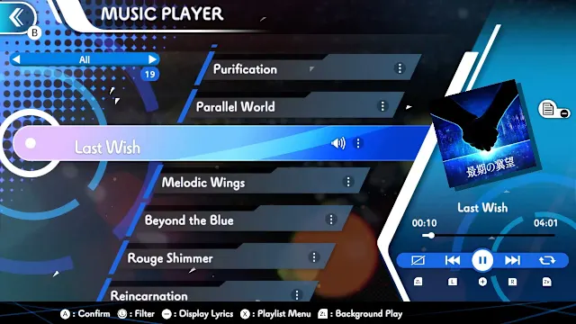 GUNVOLT RECORDS Cychronicle Song Pack 1 Lumen: ♪Rouge Shimmer ♪Parallel World ♪Glass Paradise ♪Last Wish screenshot 4