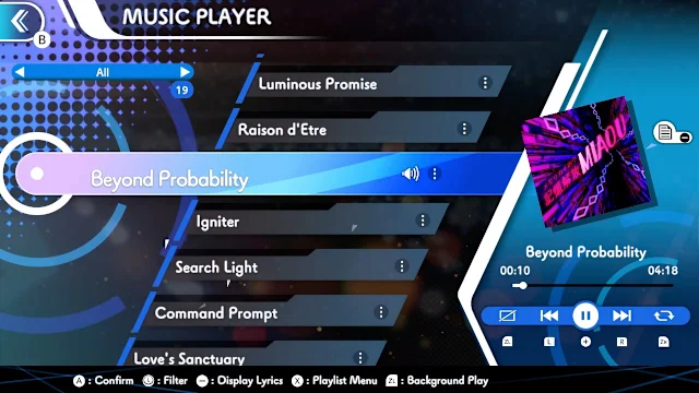 GUNVOLT RECORDS Cychronicle Song Pack 4 Lola: ♪Raison d'Etre ♪Search Light ♪Beyond Probability ♪Love's Sanctuary screenshot 2