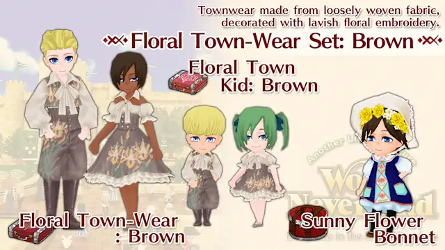 Floral Town-Wear Set: Brown