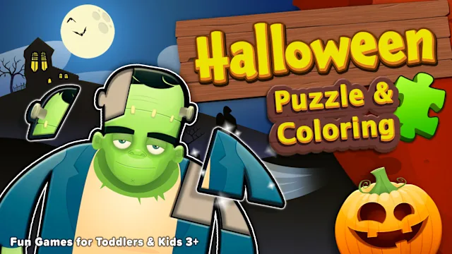 Halloween Puzzle & Coloring Fun Games for Toddlers & Kids 3+