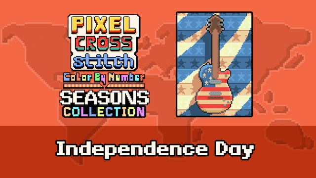 Pixel Cross Stitch Color by Number Seasons Collection - Independence Day