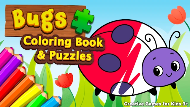 Bugs Coloring Book & Puzzles: Creative Games for Kids 3+