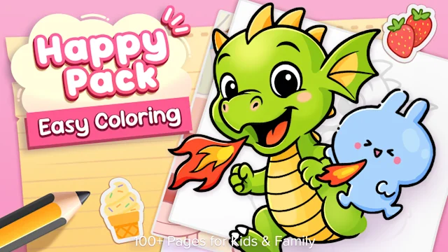 Happy Pack: Easy Coloring - 100+ Pages for Kids & Family