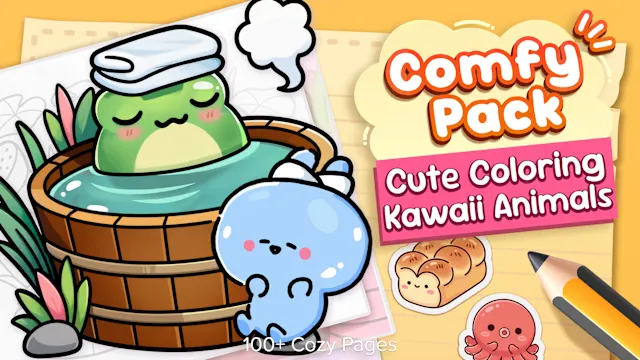 Comfy Pack: Cute Coloring & Kawaii Animals - 100+ Cozy Pages