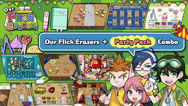 Flick Erasers + Party Pack Combo