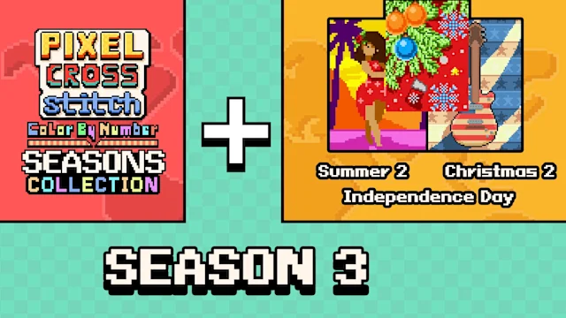 Pixel Cross Stitch Color by Number Seasons Collection Season 3