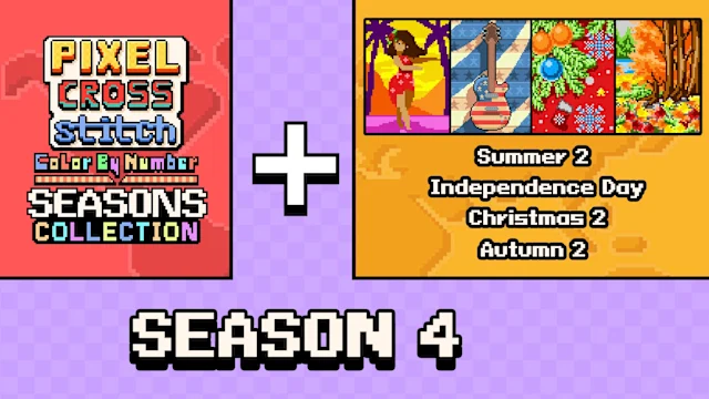 Pixel Cross Stitch Color by Number Seasons Collection Season 4