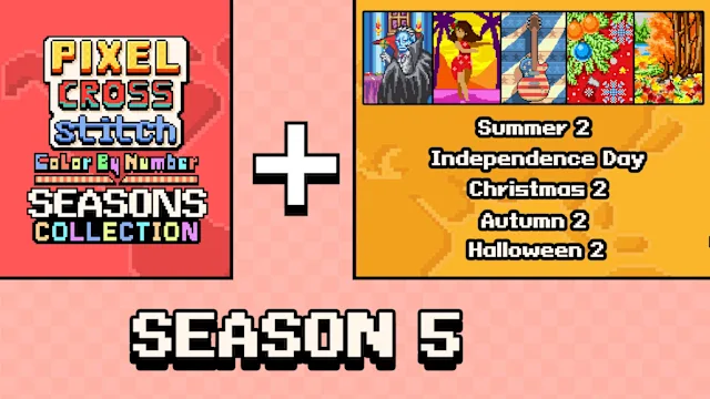 Pixel Cross Stitch Color by Number Seasons Collection Season 5