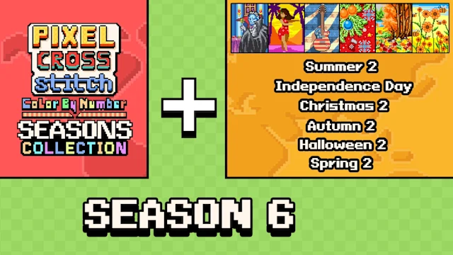Pixel Cross Stitch Color by Number Seasons Collection Season 6