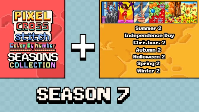 Pixel Cross Stitch Color by Number Seasons Collection Season 7