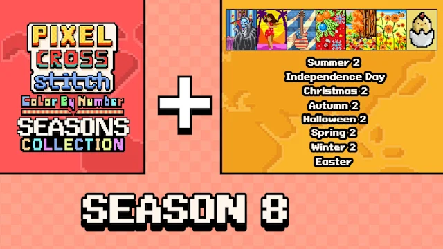 Pixel Cross Stitch Color by Number Seasons Collection Season 8