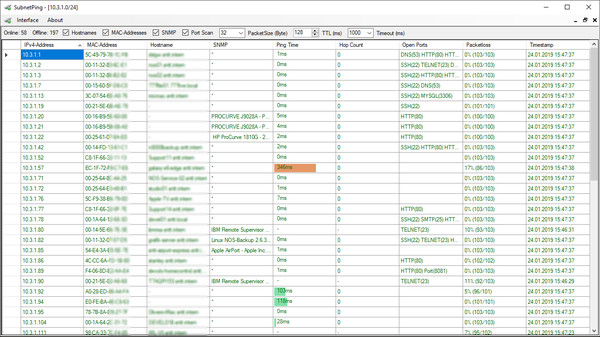 SubnetPing screenshot 2