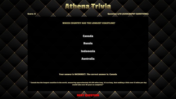 Athena Trivia screenshot 1