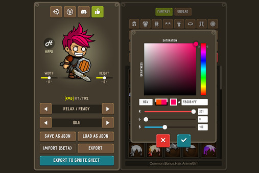 Fantasy Heroes: Character Editor & Sprite Sheet Maker screenshot 2