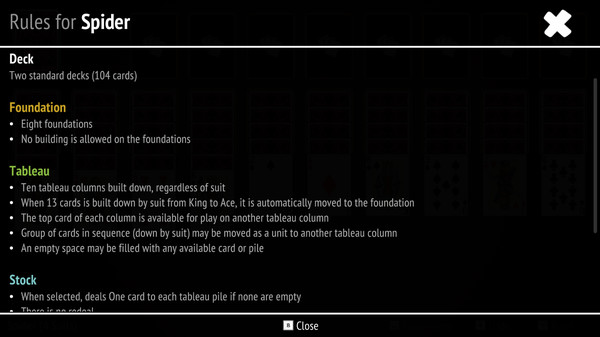 Spider Solitaire Collection screenshot 3