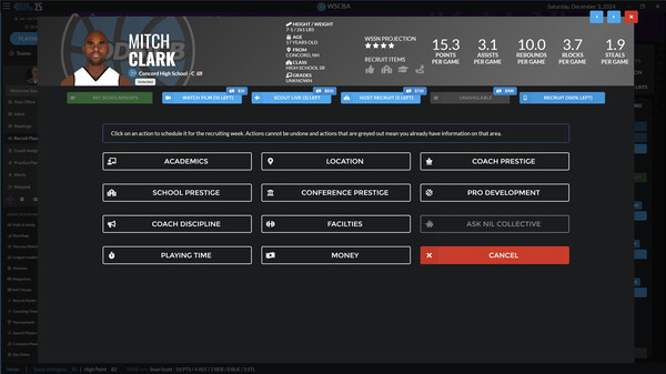 Draft Day Sports: College Basketball 2025 screenshot 4