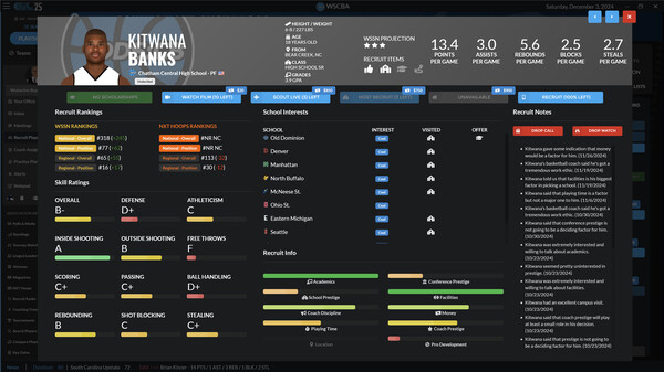 Draft Day Sports: College Basketball 2025 screenshot 3