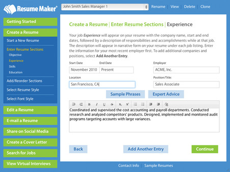 Resume Maker for Windows screenshot 2
