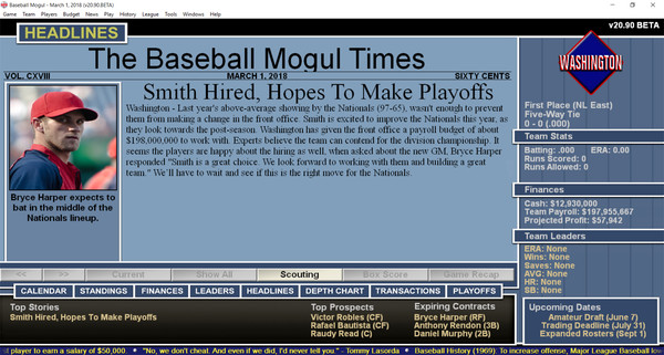 Baseball Mogul 2018 screenshot 1