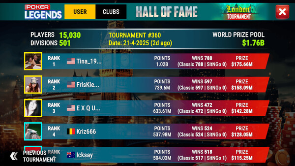 Poker Legends: Texas Hold'em Poker Tournaments screenshot 4